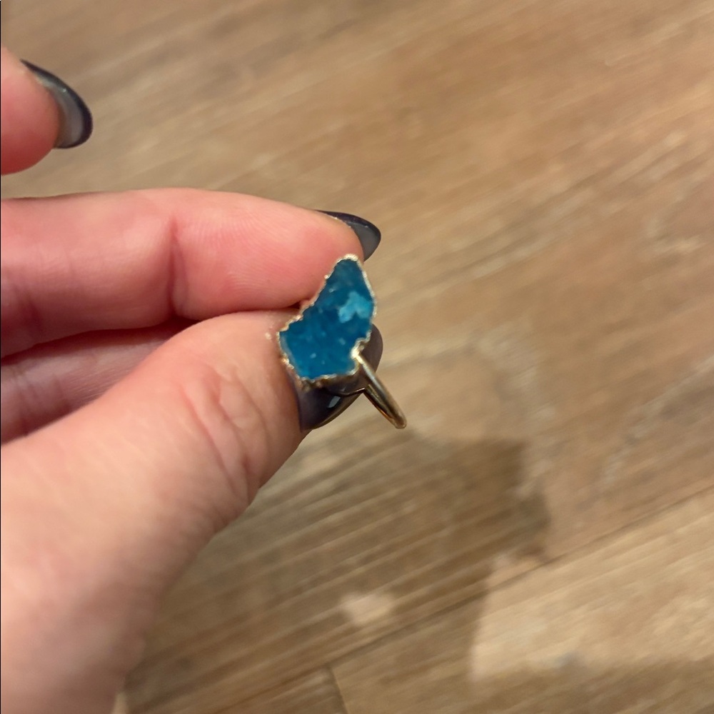 Sterling Silver Raw Apatite ring size 7
